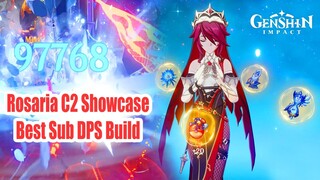 Rosaria C2 Talents Lv 6 Damage Showcase - Best Sub DPS Build - Genshin Impact