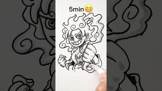 How to Draw LUFFY(Gear5) in 30Sec,1,3,5,10Min,1Hr #onepiece