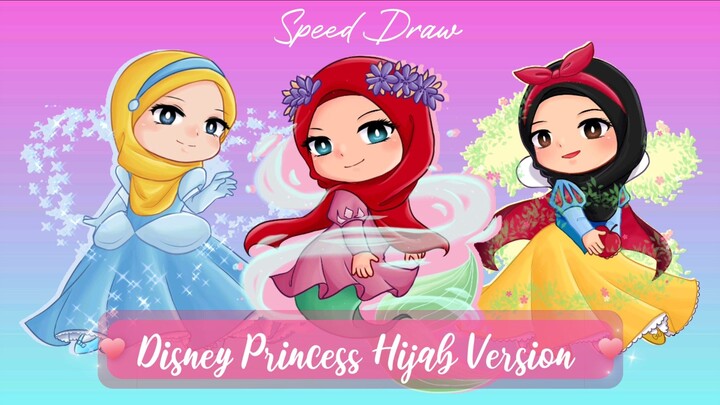 SPEED DRAW "DISNEY PRINCESS" Hijab Version (Part 1)