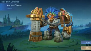 S24 FREE SKIN GROCK "ANCIENT TOTEM"  GAMEPLAY MOBILE LEGENDS