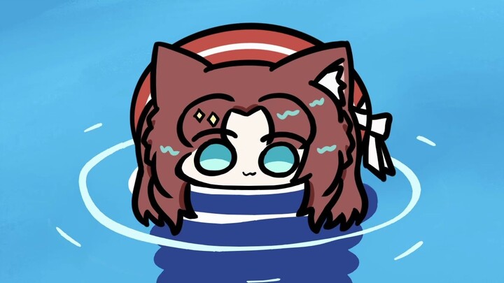 [Otter ears] Otters playing in the water