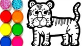 Watercolour pen coloring tiger painting