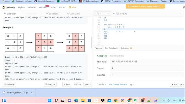 2174. Remove All Ones With Row and Column Flips II