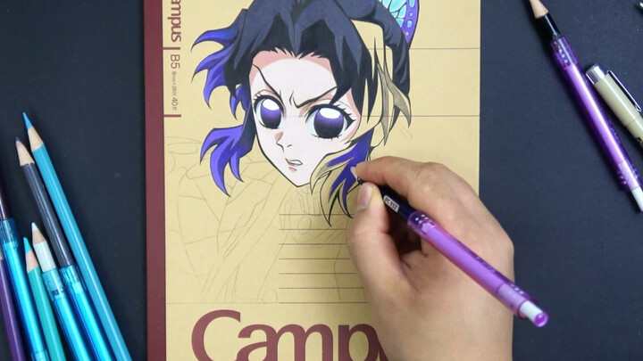 Vẽ tay bằng bút chì màu: “Thanh Gươm Diệt Quỷ” – Himejima Muichirō