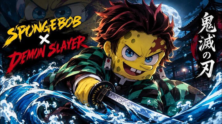 This crossover should NOT exist💀(SpongeBob × Demon Slayer). Who should I mix next?