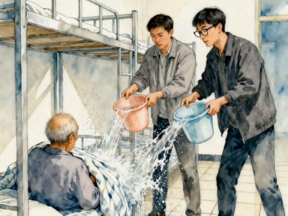 “มาสาดน้ำเย็นกลางดึกแบบนี้ ที่นี่ยังใช่สถานที่สอนคนให้เป็นคนดีอยู่ไหม?”