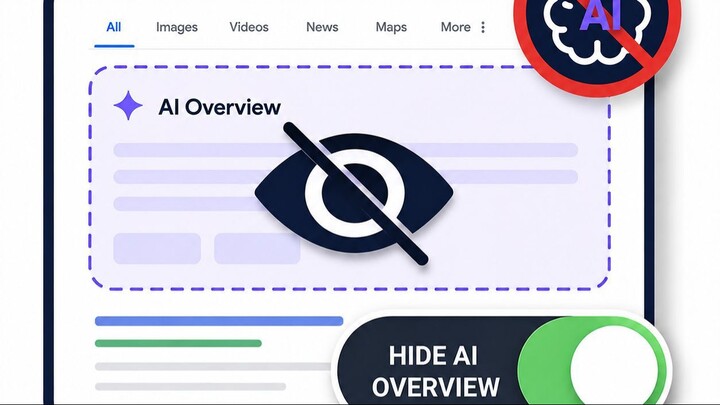 NO AI OVERVIEW block on Google search results pages