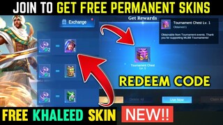 Free Skin Event Using VPN & 4 New Redeem Code Tournament Chest Claim Now | Mobile Legends
