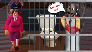 Escape from Secret Prison - Scary Teacher vs Granny Funny Parody | Crossover animation GamePlay