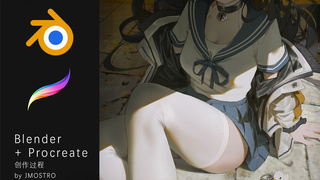 【iPad绘画】【Procreate】【Blender】新年新画风的jk猫娘