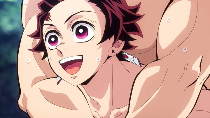 Tanjiro, who either trains relentlessly or recovers from injuries, thoroughly enjoys his time at the