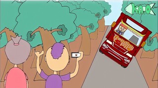 mobil truk oleng trending topik vs mobil police - funny cartoon - funny video - funny car