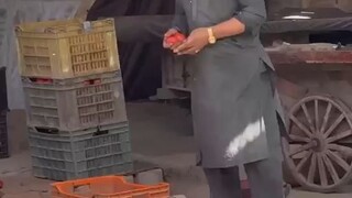 Tomatoes seller lost his slippers  funny prank video