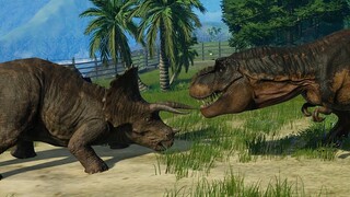 2 T-Rex Hunting Triceratops, Stegosaurus & Stegoceratops - Island Sanctuary (4K 60FPS)