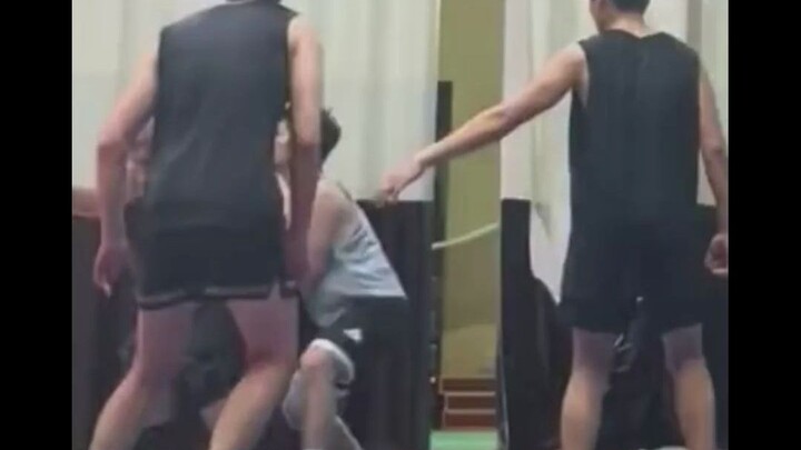In Shanghai, a man’s pass slipped and spun three times on his bald head, while his friend balanced t