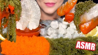 TOBIKO EGGS RAW SHRIMP SASHIMI SEA GRAPES ASMR MUKBANG 날치알 생새우 바다포도 리얼사운드 먹방