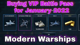 Modern Warships: Buying VIP Battle Pass for the month of January 2022.