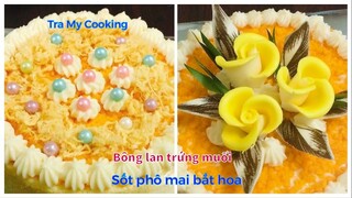Cách làm cốt Bánh Sinh Nhật thông dụng và Sốt Phô Mai bắt hoa dùng trang trí bánh | Tra My Cooking