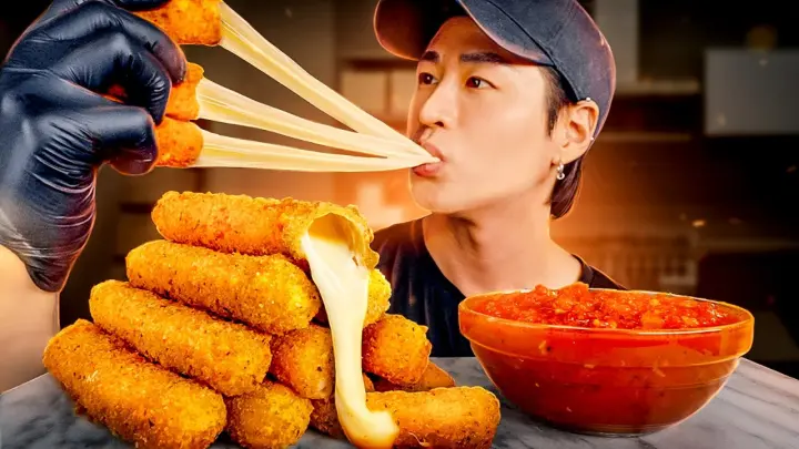 ASMR MOZZARELLA CHEESE STICKS MUKBANG 먹방 | COOKING & EATING SOUNDS | Zach Choi ASMR