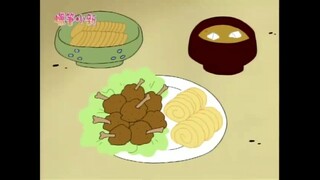 [Crayon Shin-chan] Keluarga Nohara makan keripik kentang dengan stik drum ayam renyah, minum sup tah