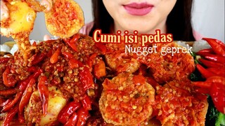 ASMR CUMI ISI PEDAS + NUGGET GEPREK + TUMIS SAWI | ASMR MUKBANG INDONESIA