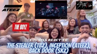 COUSINS REACT TO BACK DOOR (STRAY KIDS), INCEPTION (ATEEZ) and THE STEALER (THE BOYZ)