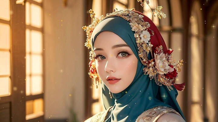 AI Hijab Lookbook, Majestic Dress CH 1