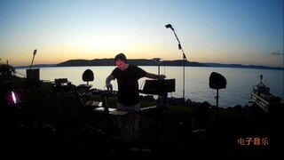 Live techno at sunset