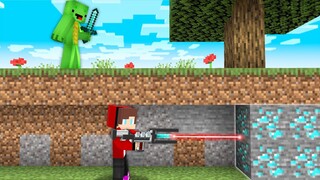 LASER MINING Speedrunner VS Hunter in Minecraft JJ and Mikey SUPER challenge (Maizen Mizen Mazien)