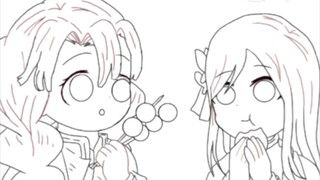 Mitsuri:k-kanei Chan rambut mu...  | kanei:mm?? (gk bisa ngomong soalnya lagi makan)