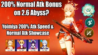 Yoimiya 200% Normal Atk Bonus & Atk Speed on 2.6 Abyss Showcase - Fastest Arrow