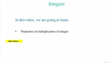 Class 7 Integers: Properties of Multiplication of Integers