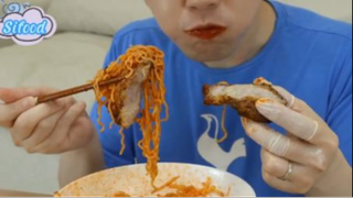 Mì trộn, kim chi, thịt heo nướng lò phần 6 #mukbang