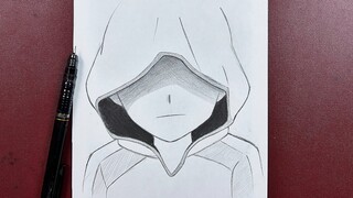 Easy anime drawing | how to draw a boy wearing hoodie step-by-step