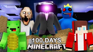 100 DAYS ESCAPING FROM GRANNY RAINBOW FRIENDS and SPEAKER WOMAN in MINECRAFT MAIZEN JJ and Mikey