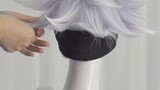 Manmei Jujutsu Kaisen Gojo Satoru cos wig styling tutorial on how to have a 5t5 flowering afro