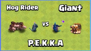 Every Level Giant & Hog Rider VS Every Level P.E.K.K.A | Clash of Clans