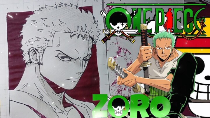 mengambar Zorro dari anime one Piece