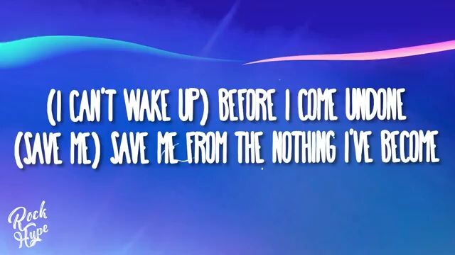 lirik lagu, bring me to life