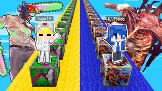 TÔ GÀ THỬ THÁCH 24H ĐẬP LUCKY BLOCK QUỶ CƯA VS QUỶ SÚNG TRONG MINECRAFT*LUCKY BLOCK CHAINSAW MAN