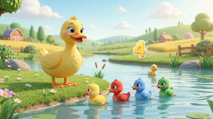 Mother Duck counting baby ducks