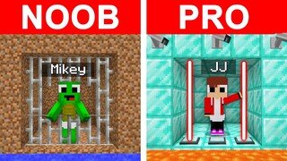 Minecraft NOOB vs PRO: SAFEST SECURITY PRISON BUILD Baby JJ and Mikey CHALLENGE Maizen Mizen Mazien