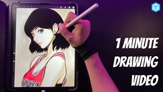 1 MINUTE #SHORT VIDEOS | DRAWING HARUKO - SLAMDUNK