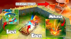 GAMEPLAY SKIN MLBB X ATTACK ON TITAN [ EREN, LEVI, MIKASA] EFEKNYA KEREN PARAH ‼️