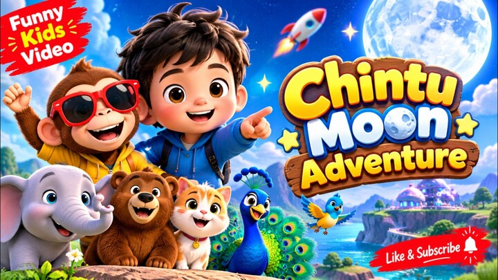 Chintu Moon Adventure 🌙✨ | Funny Kids Animation #Shorts