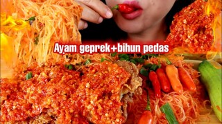 ASMR AYAM GEPREK SUPER PEDAS KRISPY BIHUN PEDAS | ASMR MUKBANG INDONESIA