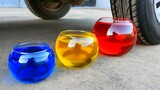 Eksperimen : Mangkuk Warna Warni VS Roda Mobil | Menghancurkan Hal Renyah Dengan Mobil!