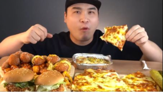 Thánh ăn hàn quốc mukbang ăn Pizza Phô Mai, Burger Bắp Đùi, Xúc Xích #amthuc #monngon