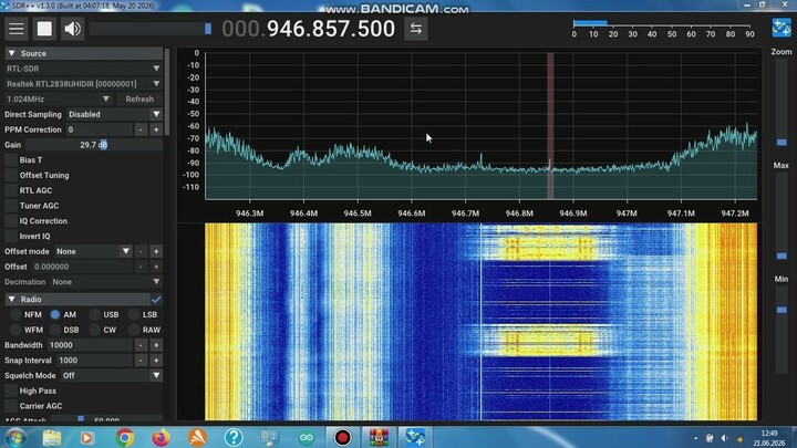 2G GSM downlink on SDR++ Waterfall (Kerchunker included)