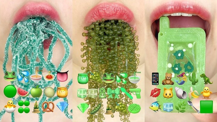 asmr GREEN EMOJI FOOD MUKBANG COLLECTION 초록색 이모지 먹방 모음집 eating sounds